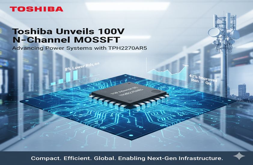 Toshiba's New 100V N-Channel MOSFET Significantly Boosts Power Efficiency